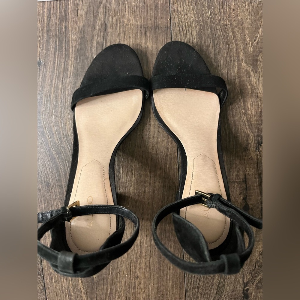 ALDO Black Suede Chunky Heel Ankle Strap Women’s Size 8 - Picture 6 of 9